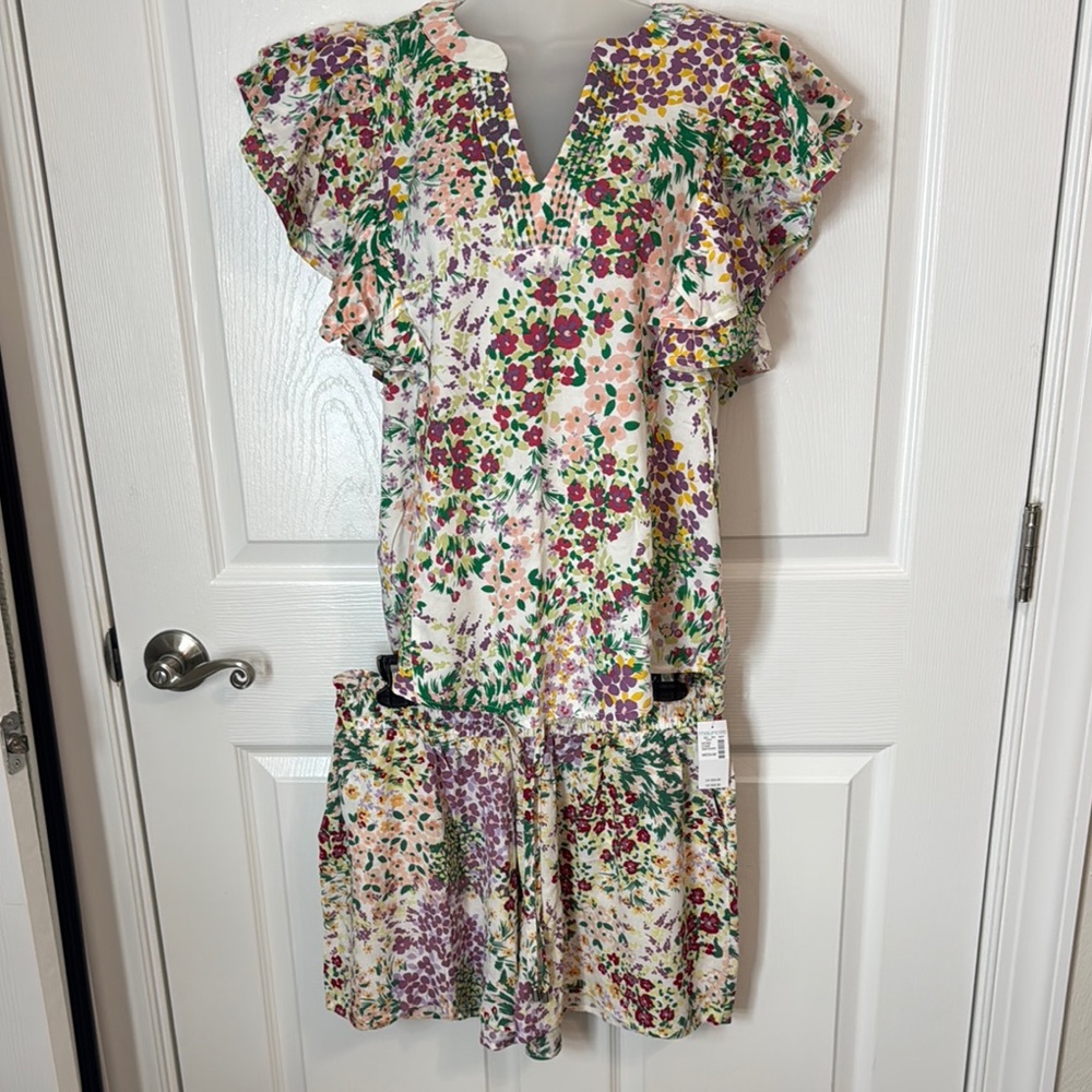 Maurices floral flutter sleeve blouse with matching flouncy short